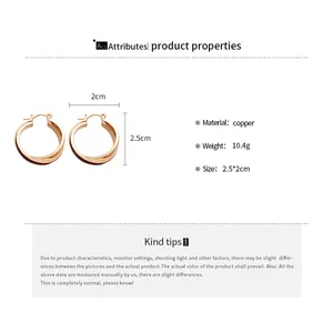 Detailed dimension chart showing the 2.5 by 2 cm size of these vintage cross hoop earrings