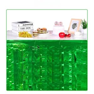 Cortina de flecos verde brillante para decoración de fiestas de fútbol americano y mesa