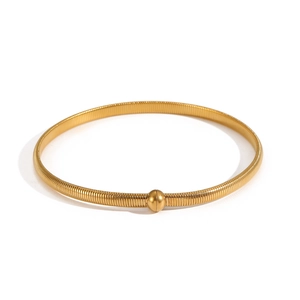 Minimalist 18k gold plated stainless steel magnetic bangle with smooth metal bead