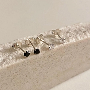 925 Sterling Silver Stud Earrings With Round Cubic Zirconia 4-Prong Setting Minimalist Jewelry For Women