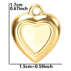 Polished 18k gold heart pendant charm with measurements 1.7cm height and 1.5cm width