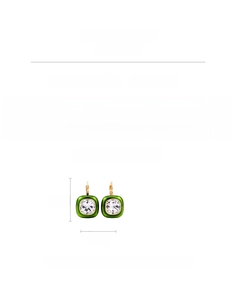 Size chart for 18k gold plated vintage square earrings with green enamel and rhinestones