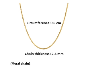 Detail of 2.5mm gold-plated basket chain necklace with 60cm circumference specs