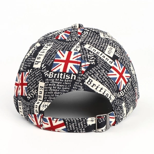 British flag graffiti baseball cap with adjustable metal buckle and full print design