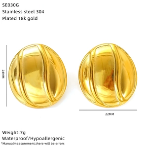 Spécifications techniques de boucles d'oreilles 24mm en acier plaqué or 18k de 7g