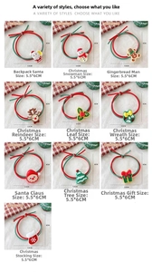 Set of 10 Christmas hair ties featuring Santa, reindeer, and snowman resin charms