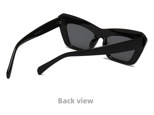 Detail view of the thick black frame sunglasses showing hinge and temple model 5844