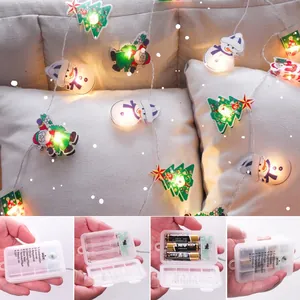 Guirlande lumineuse LED de Noël avec bonhomme de neige et 9 modes d'éclairage