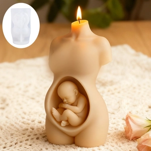 Moule en silicone 3D thème grossesse pour bougies d'art fœtal et artisanat en résine