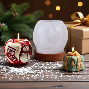 Silikonformen für 3D Weihnachts-Apfel und Geschenkbox Kerzen mit festlichem Reliefmuster