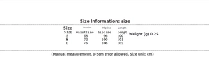 Detailed size chart for burgundy wide-leg trousers including waist and hip measurements