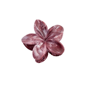 Purple marble texture flower claw clip with elegant petal design and strong grip teeth