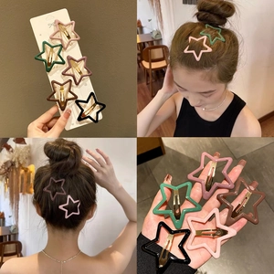 Star Hair Clips Alloy Colorful Snap BB Clips Korean Style Bangs Side Hairpins For Women Girls Sweet Decorative