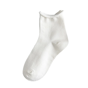 Calze bianche con volant da donna, calzini minimalisti in cotone lavorato bianco puro