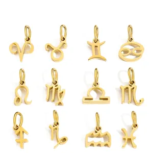 Zodiac Signs Charms Stainless Steel DIY Jewelry Pendants For Necklace Bracelet Making Polished Fashion Accessory