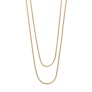 Elegant gold-tone double layered snake chain necklace in stainless steel with a minimalist design