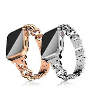 Metal Alloy Chain Link Smartwatch Strap Elegant Cowboy Style Replacement Band Fashionable Bracelet For Women