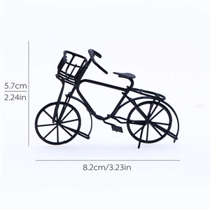 Miniature Bicycle Model Vintage Metal Iron Wire Retro Single Bike Dollhouse Micro Landscape Decor Photography Props Black