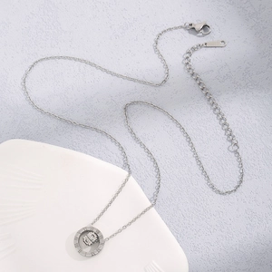 Roman numeral titanium steel necklace with a unique miniature camera pendant