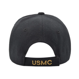 Vue arrière casquette USMC avec broderie dorée sur la sangle de réglage arrière
