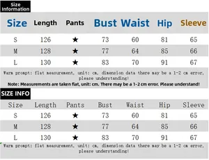 Detailed size chart with length, bust, waist, and hip measurements for the evening dress