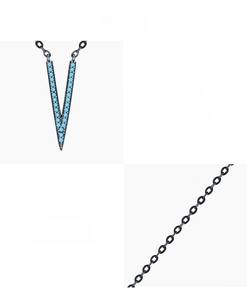 Detail of V-shaped S925 sterling silver necklace with synthetic turquoise stone inlay