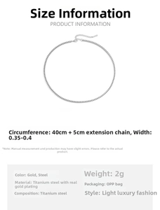 Detail view of titanium steel box chain necklace with 40cm length and 5cm extension