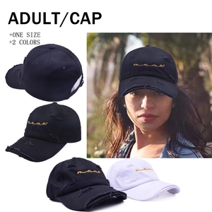 Mama Letter Embroidered Baseball Cap Cotton Distressed Broken Holes Vintage Casual Streetwear Adjustable Sun Hat