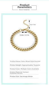 Detailed view of 18K gold plated Cuban chain bracelet with 4cm adjustable extension link
