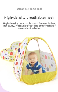 Three-in-one foldable children play tent with breathable mesh and colorful polka dot design