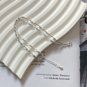 925 Sterling Silver Double Layer Bracelet For Women Minimalist Rice Bead Chain Adjustable Niche Design Fashion Jewelry Gift