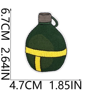 Army green canteen embroidered patch for camping with size markers 6.7cm x 4.7cm