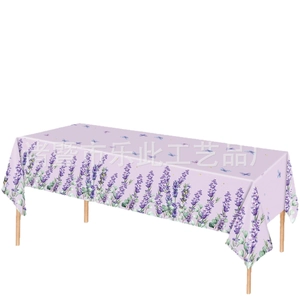Lavender and blue butterfly print rectangular plastic disposable party tablecloth
