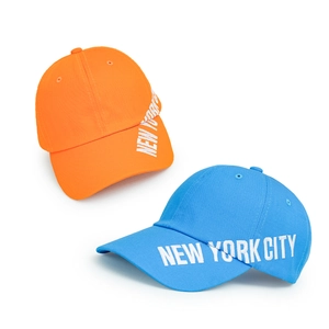 Classic cotton baseball cap with New York City embroidery in vibrant orange and blue