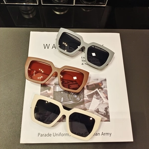Fashionable oversized square matte sunglasses in grey, coffee and beige colors