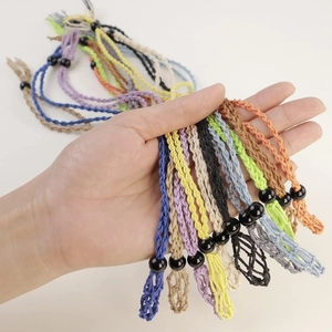 Cordons de collier tissés réglables avec pochettes en filet pour cristaux variés