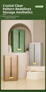 Three luxury diamond texture tissue boxes in emerald, grey, and gold with ring handles
