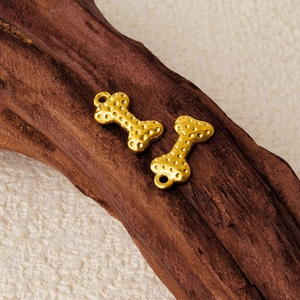 Golden 304 stainless steel bone charms with textured finish for DIY jewelry making
