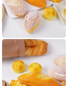 Realistische PU-Brotmodelle mit Croissants und Baguettes in Papiertüten als Deko
