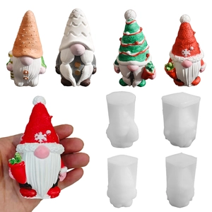 Christmas Gnome Silicone Mold 3D Faceless Santa Claus DIY Aromatherapy Candle Plaster Ornament Craft Making Tool
