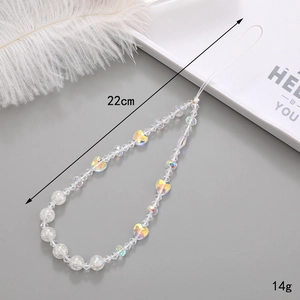 Dragonne de téléphone en perles de cristal aurore et breloque caméra de 22cm