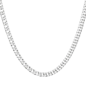 Sleek silver curb chain necklace with a square pendant made of premium titanium steel