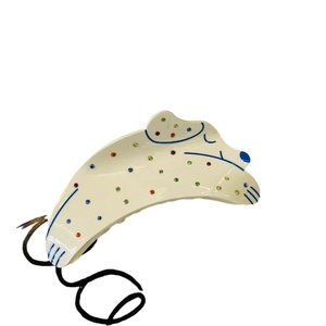 Pince à cheveux chiot en acrylique blanc avec strass colorés pour style décontracté