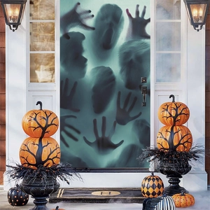 Sagome di fantasmi e impronte su adesivo per porta in PVC per decorazioni di Halloween
