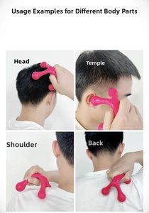 Manual mini massager demonstration on head temple shoulder and back muscles
