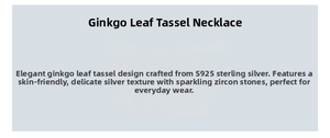 Detailed specifications of S925 sterling silver ginkgo leaf tassel necklace with zirconia