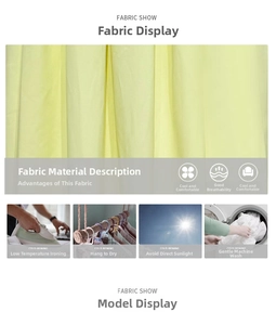 Detail showing breathable light yellow chiffon fabric texture and garment care instructions