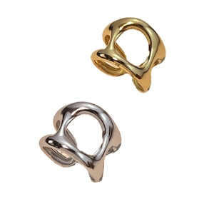 Minimalist irregular titanium steel open rings in gold and silver mirror finish