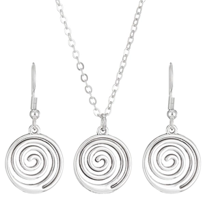 Parure de bijoux en argent avec pendentif spirale et boucles d'oreilles minimalistes