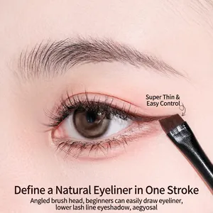 Fine angled eyeliner brush for precise eye makeup application on skin with lashes